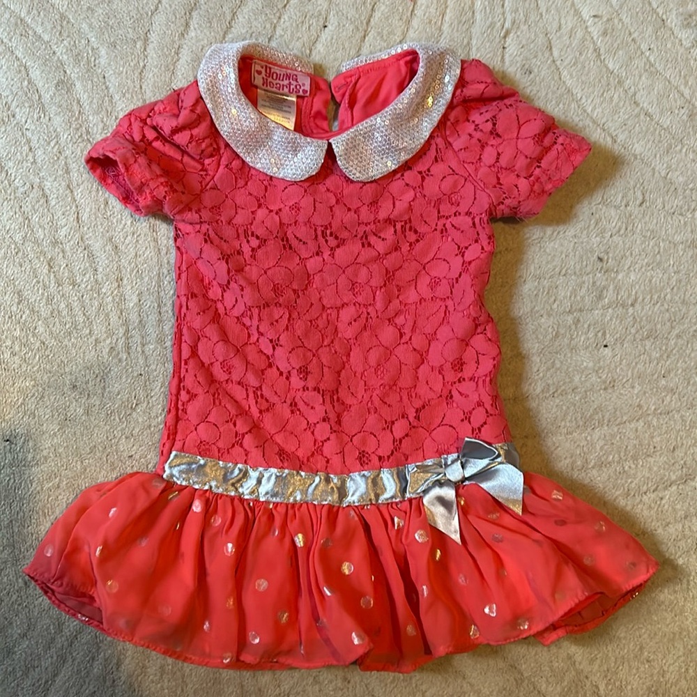 Pink and silver sparkly lace dress